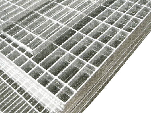 Pressure welded steel grid plate